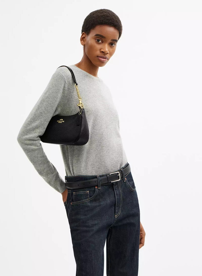 كوتش اوت ليت حقيبة كتف نسائية من Coach Teri مصنوعة من قماش مميز، حقيبة يد نسائية، حقيبة هوبو نسائية، حقيبة توت نسائية، حقيبة سفر نسائية، لون أسود 24 سم - Image 2